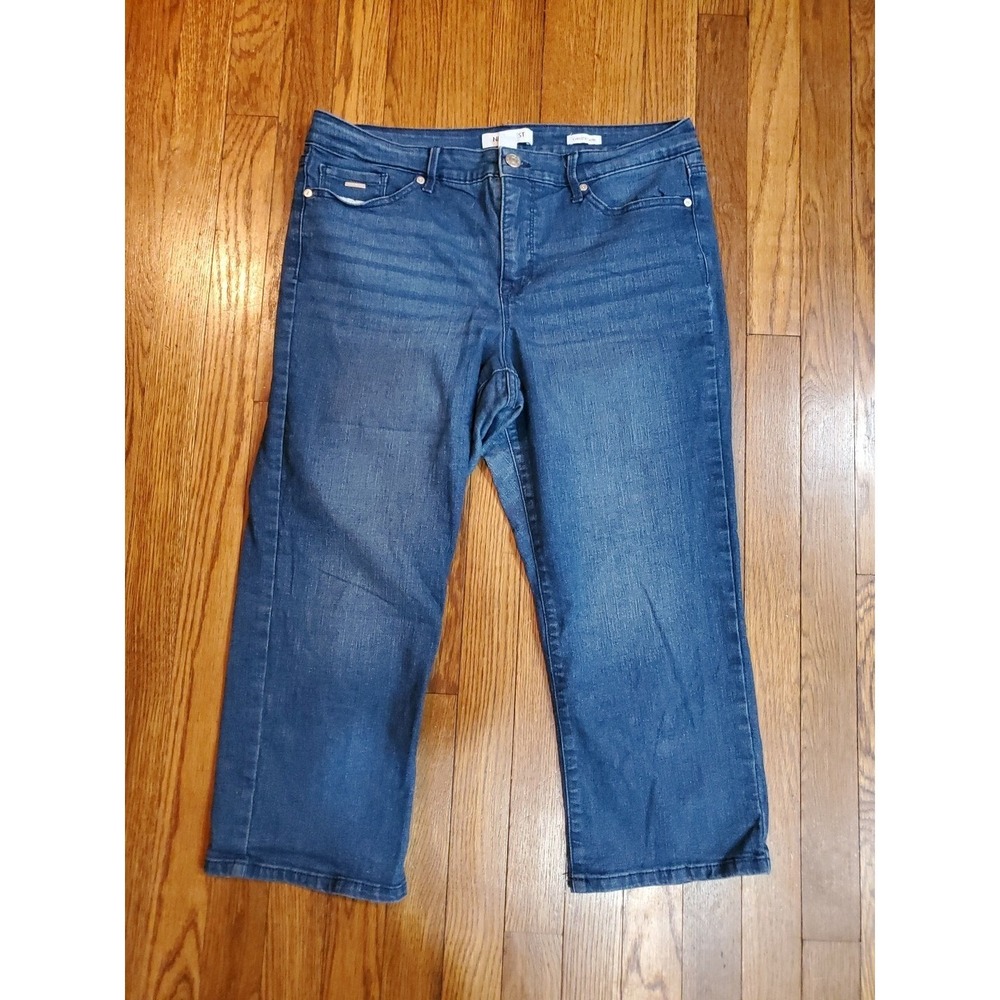 Nine West Chrystie Capri Jeans Womens 12 Medium Wash Blue Cropped‎ Stretch Denim